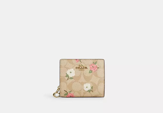 Coach - Snap Wallet In Signature Canvas With Floral Print (Preorden)