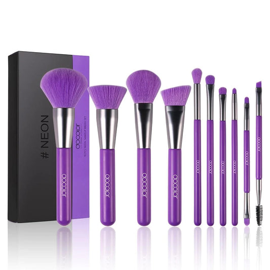 Docolor - Neon Purple Makeup Brush Set 10 pieces